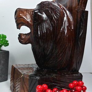 ✅ Ironwood Lion-Sculpture Hand-Carved Original